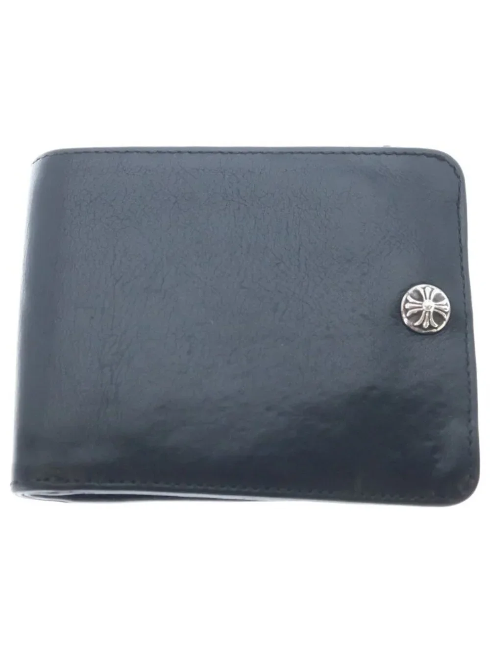 Chrome Hearts Cross Ball Button Leather Wallet Black